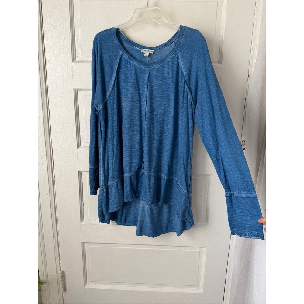 Style & Co. Blue Raglan Long Sleeve High Low Tunic Top Flowy Relaxed Cotton XL - Picture 5 of 14